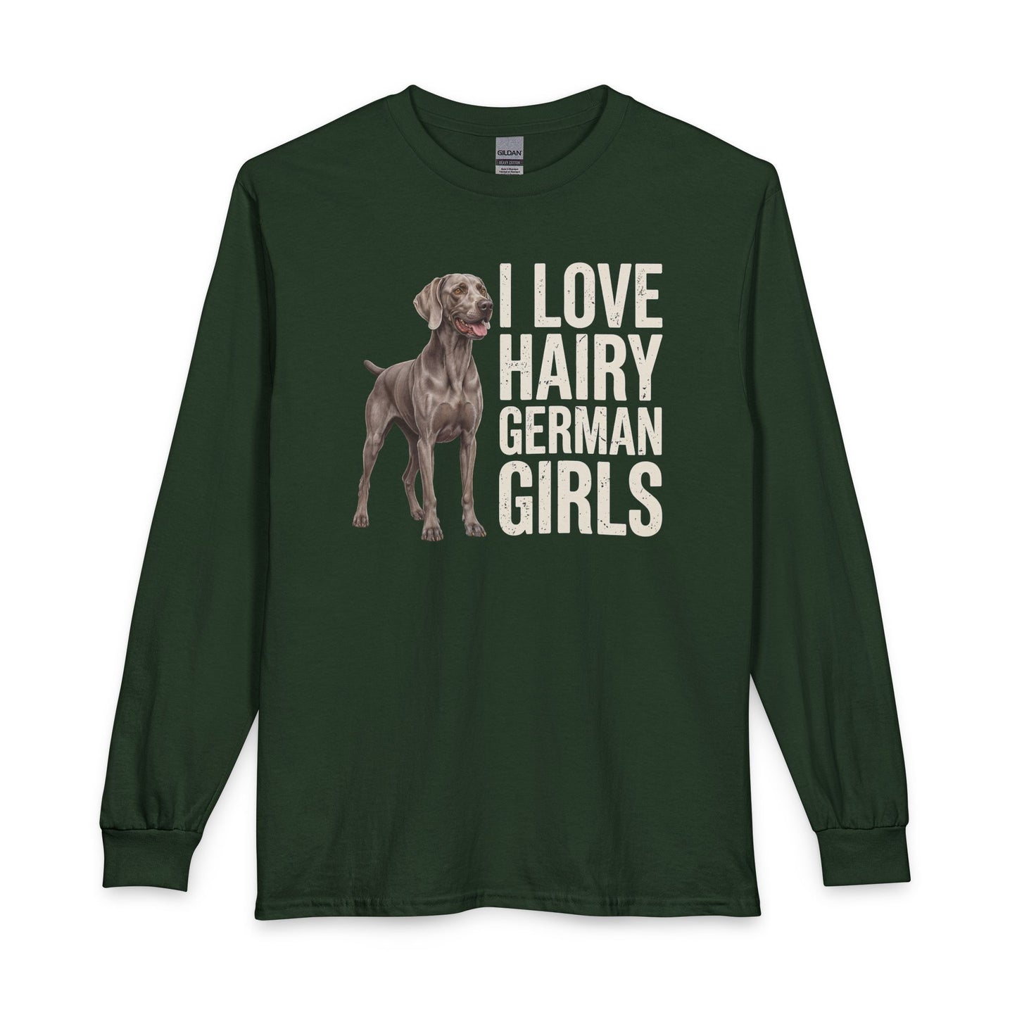Weimaraner Hairy Girl Long Sleeve Forest Green