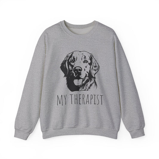 Golden Retriever My Therapist Crewneck Sweatshirt Sport Grey