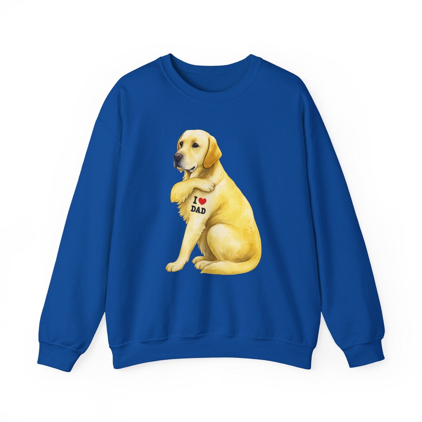 Yellow Labrador I Love Dad Crewneck Sweatshirt Royal