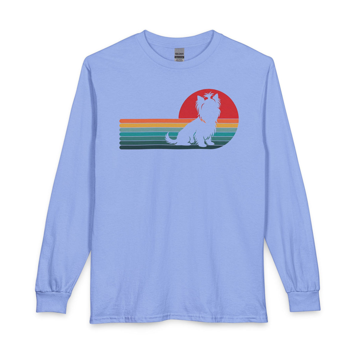 Yorkshire Terrier Retro Sunset Long Sleeve Carolina Blue