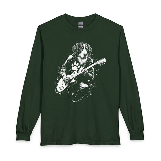 Bernese Mountain Dog Guitar Long Sleeve Forest Green