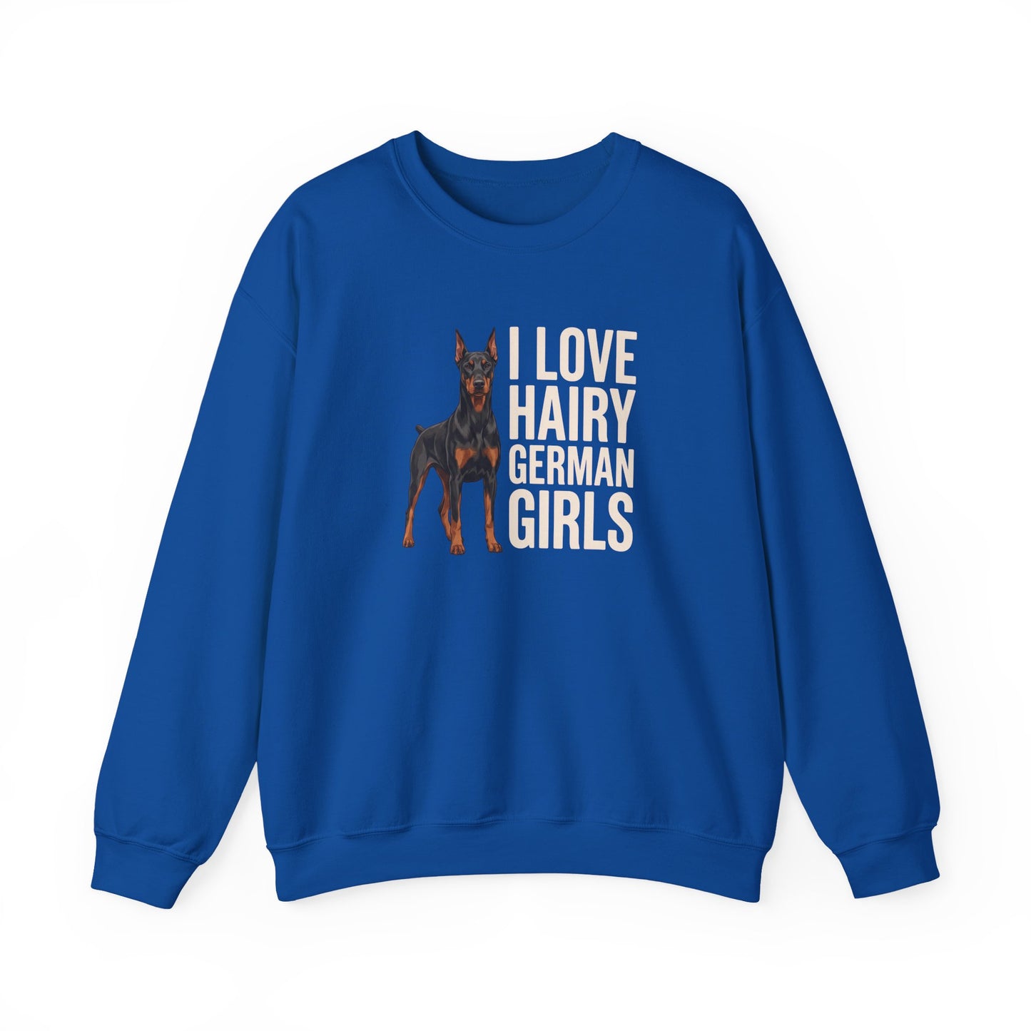 Doberman Hairy Girls Crewneck Sweatshirt