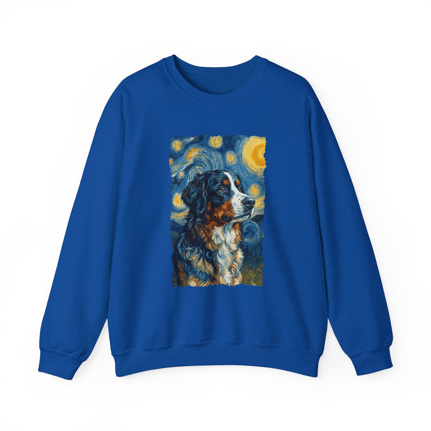 Bernese Mountain Dog Van Gogh Crewneck Sweatshirt Royal