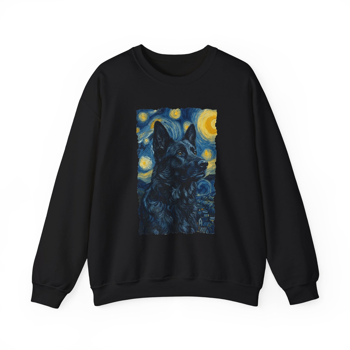 Black German Shepherd Van Gogh Crewneck Sweatshirt Black