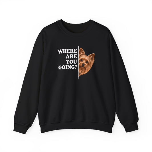 Yorkshire Terrier Where Are You Going Crewneck Sweatshirt Black