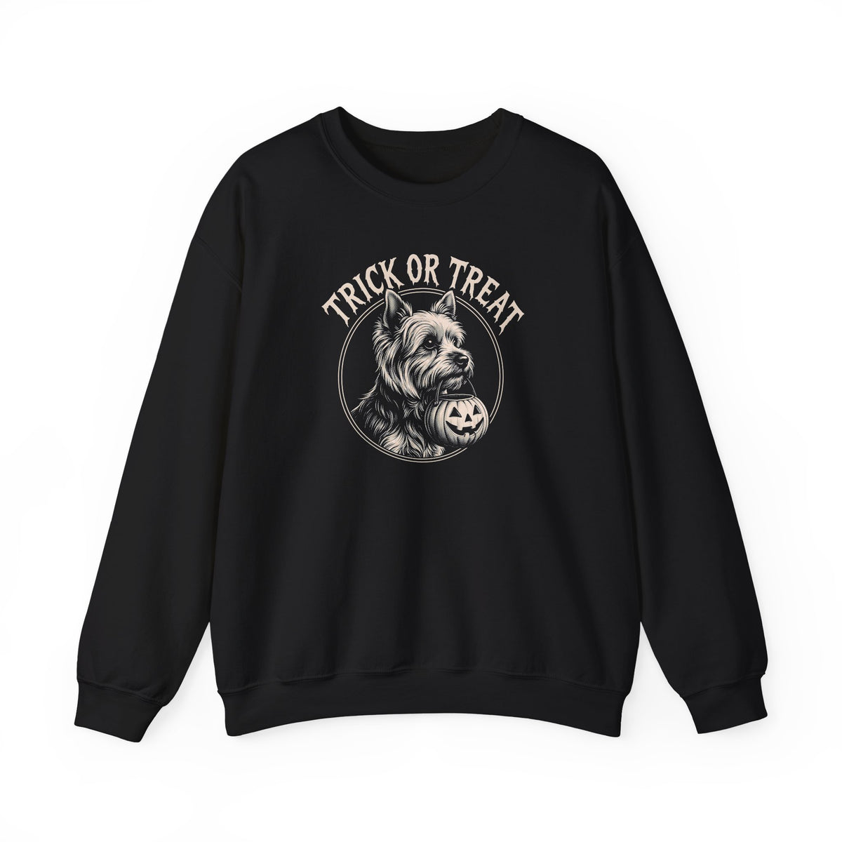 Yorkshire Terrier Trick Or Treat Crewneck Sweatshirt Black