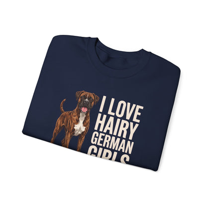 Brindle Boxer Hairy German Girls Crewneck Sweatshirt