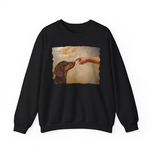 Dachshund Creation Chocolate and Tan Crewneck Sweatshirt Black