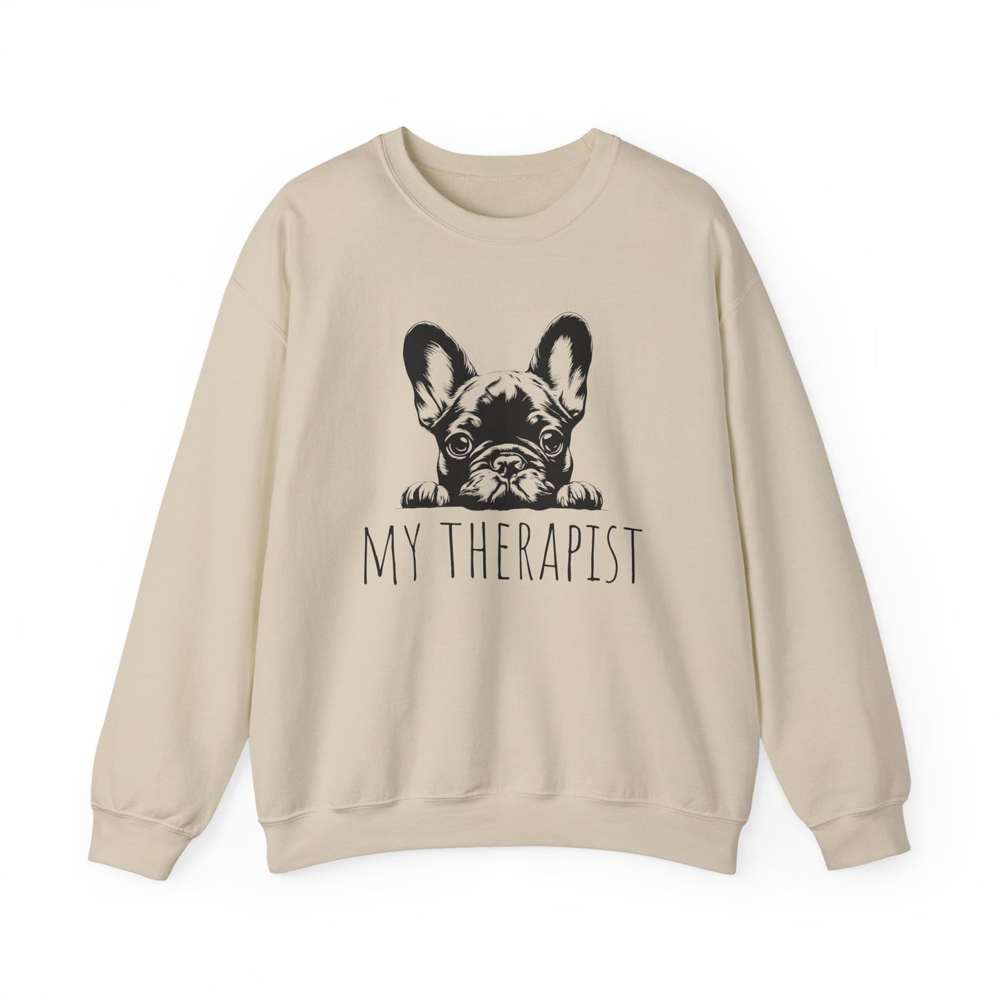 French Bulldog My Therapist Crewneck Sweatshirt Sand