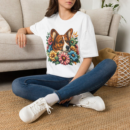Cardigan Welsh Corgi Red Brindle Flowers