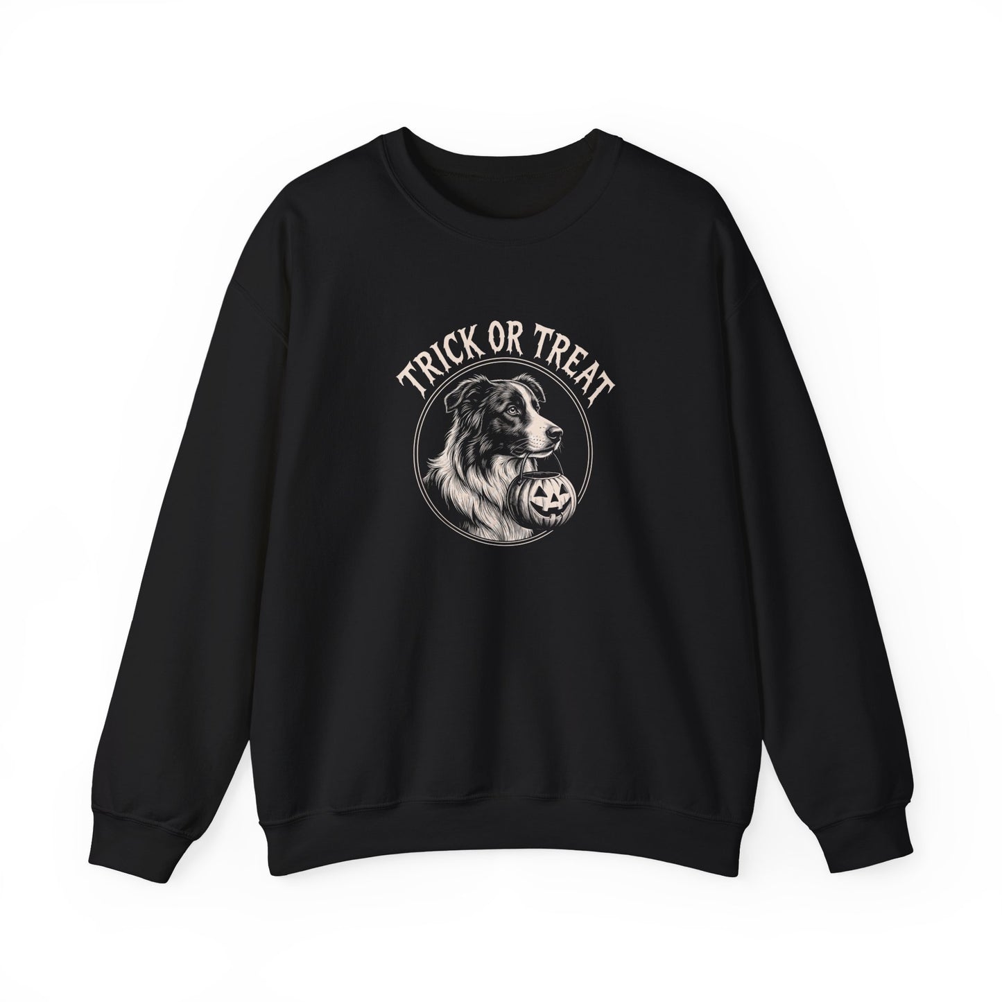 Border Collie Halloween Trick or Treat Crewneck Sweatshirt