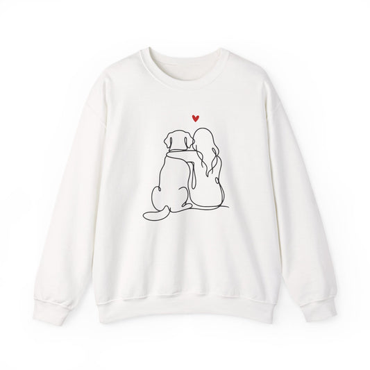 Labrador and Girl Love Crewneck Sweatshirt White