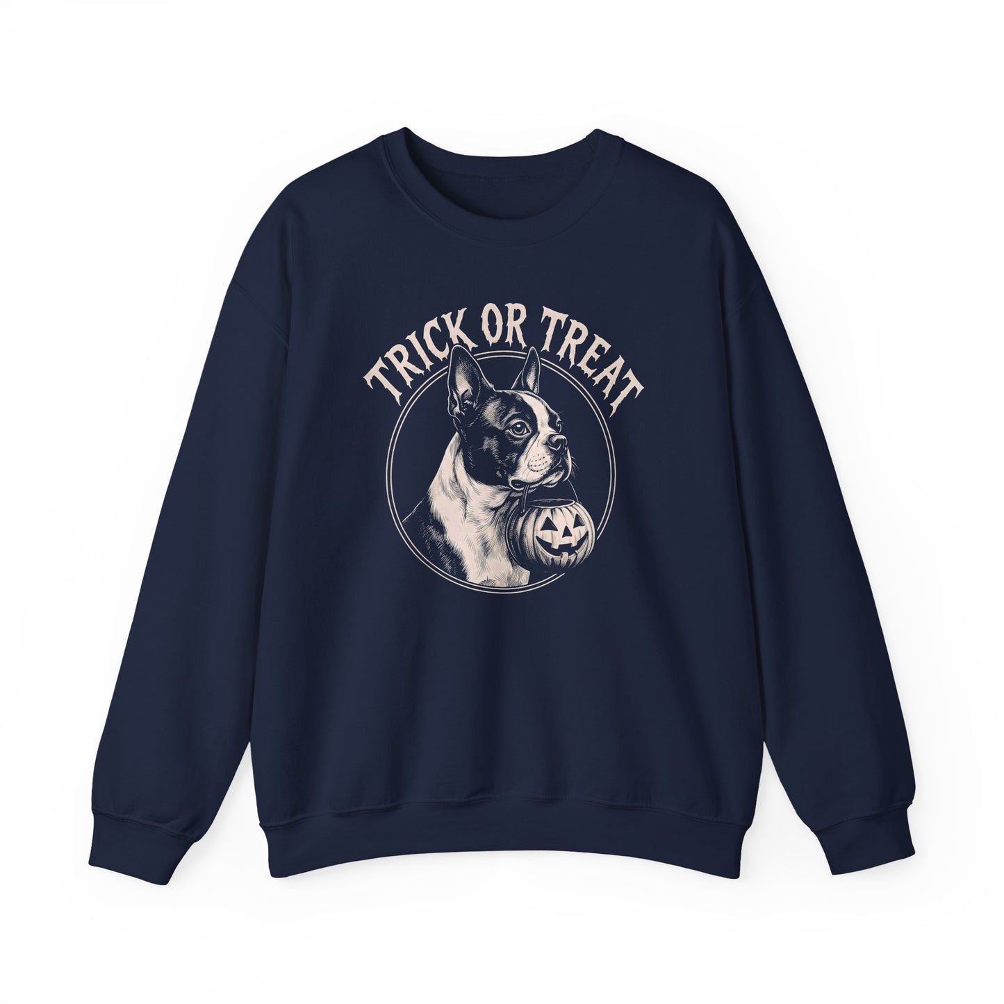 Boston Terrier Trick Or Treat Crewneck Sweatshirt