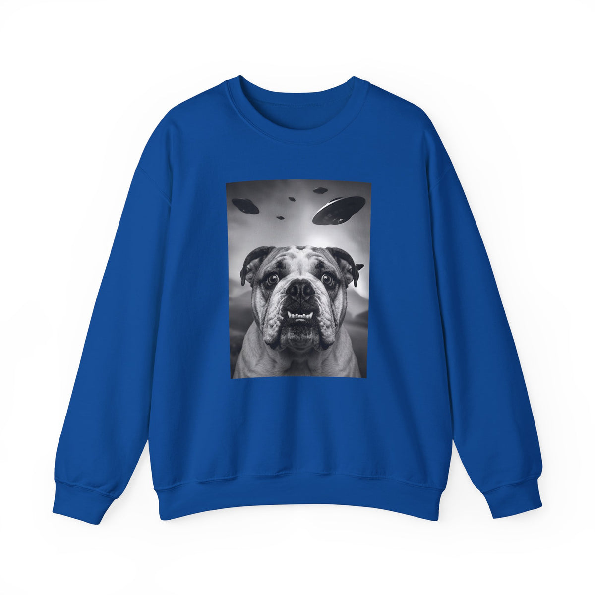 English Bulldog UFO Crewneck Sweatshirt Royal