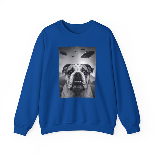 English Bulldog UFO Crewneck Sweatshirt Royal