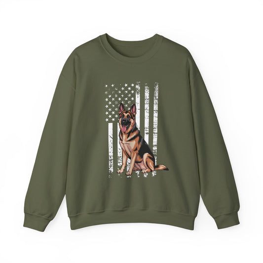 German Shepherd USA Crewneck Sweatshirt Military Green