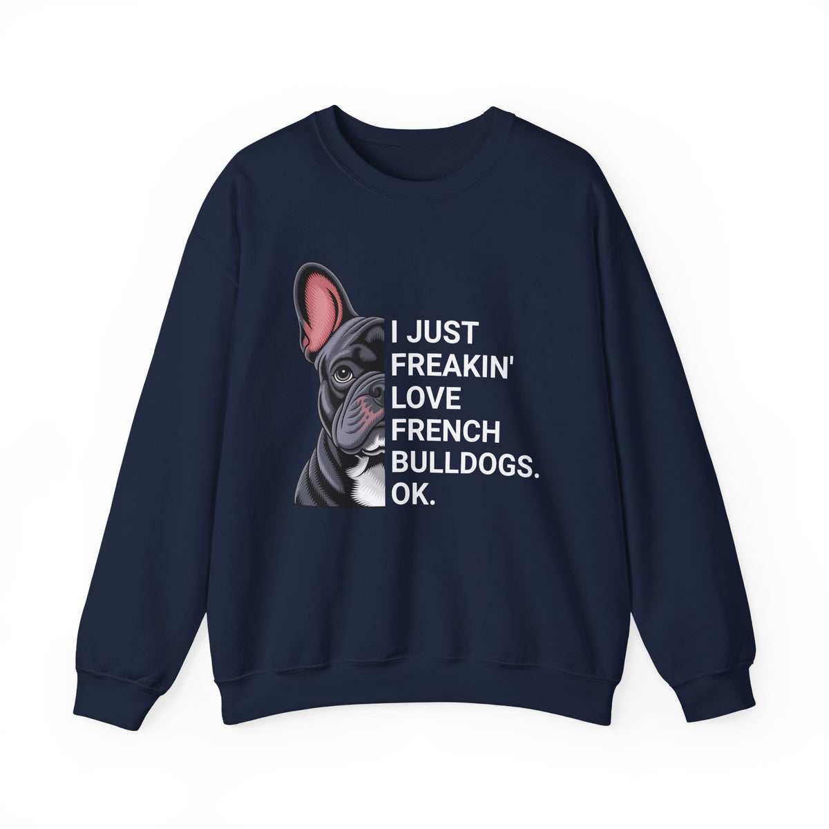 French Bulldog Love Crewneck Sweatshirt Navy