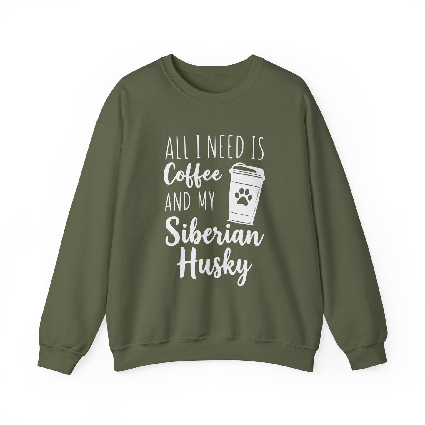 Husky Coffee Crewneck Sweatshirt Military Green