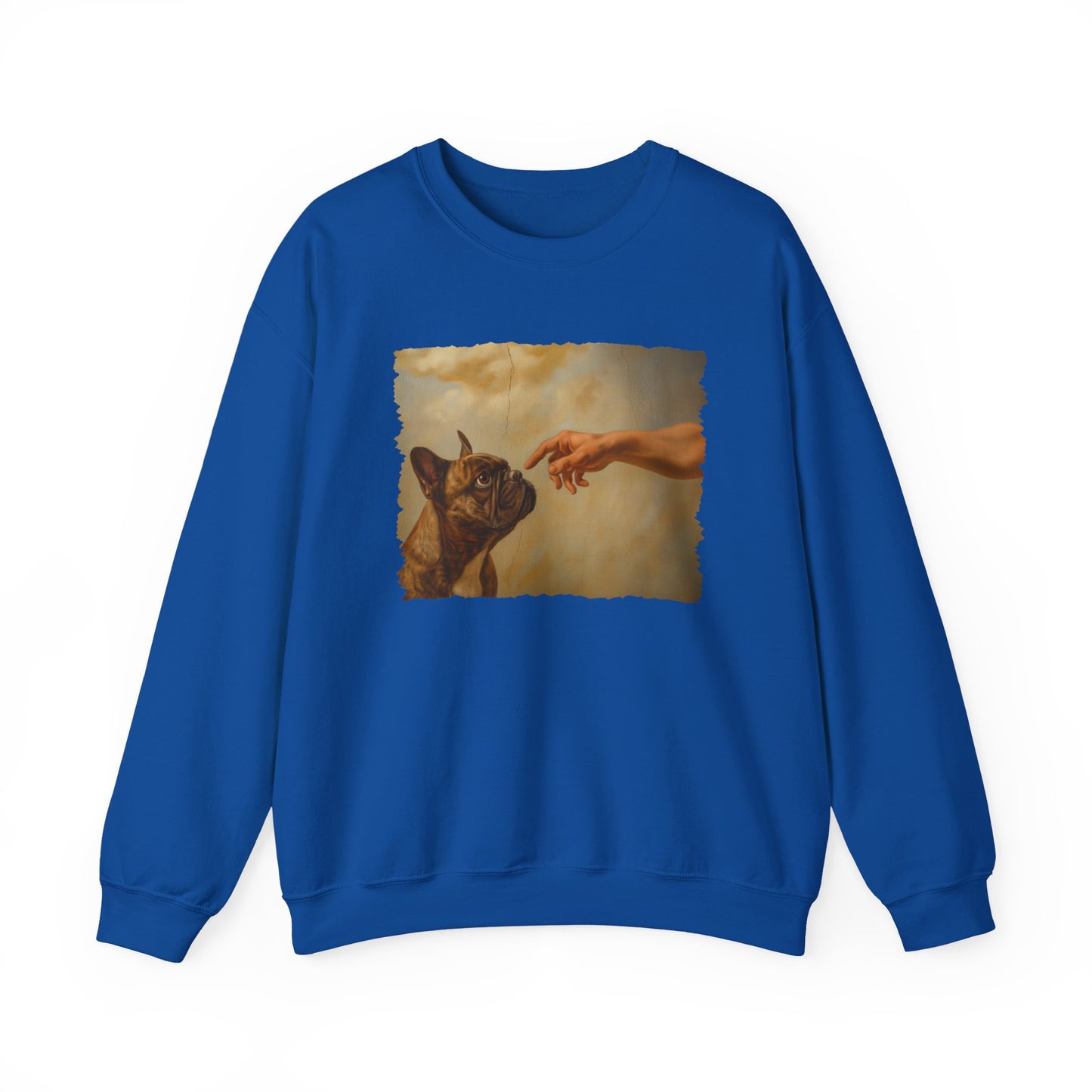 God Creates French Bulldog Crewneck Sweatshirt Royal