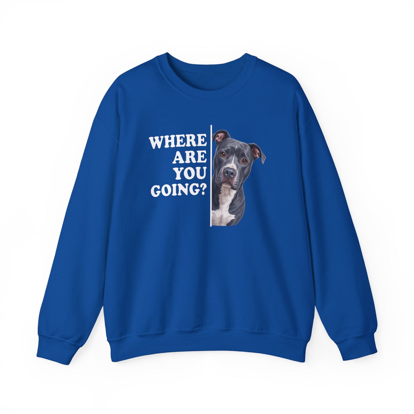 Pitbull Blue Where Are You Going Crewneck Sweatshirt