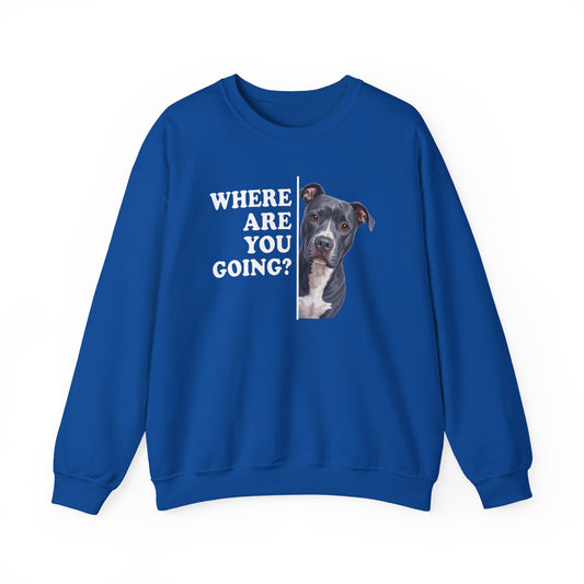 Pitbull Blue Where Are You Going Crewneck Sweatshirt