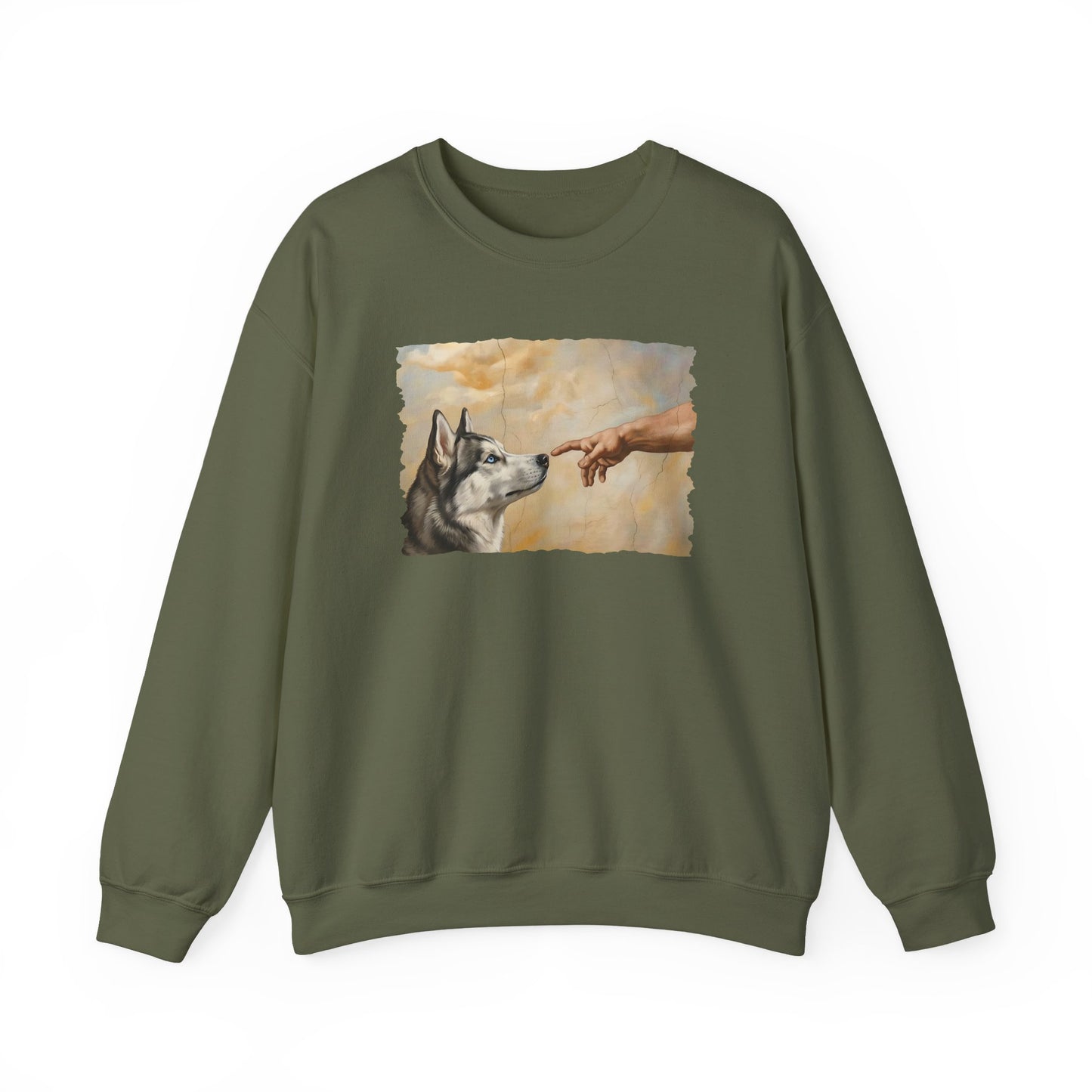 God Creates Husky Crewneck Sweatshirt Military Green