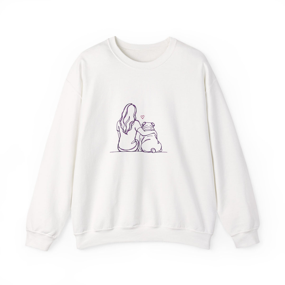 English Bulldog Hug Crewneck Sweatshirt White