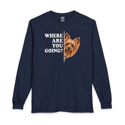 Yorkshire Terrier Where Are You Going Long Sleeve Navy