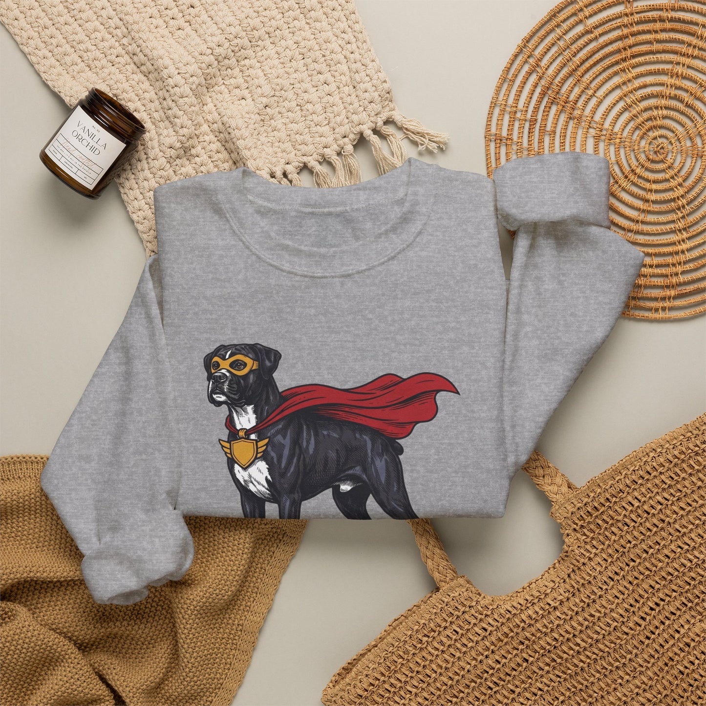 Black Boxer Superhero Crewneck Sweatshirt