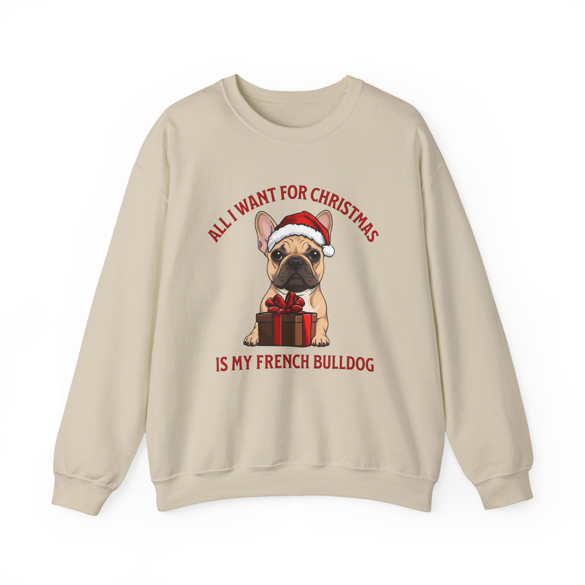 French Bulldog Christmas Crewneck Sweatshirt Sand