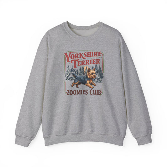 Yorkshire Terrier Zoomies Club Crewneck Sweatshirt Sport Grey