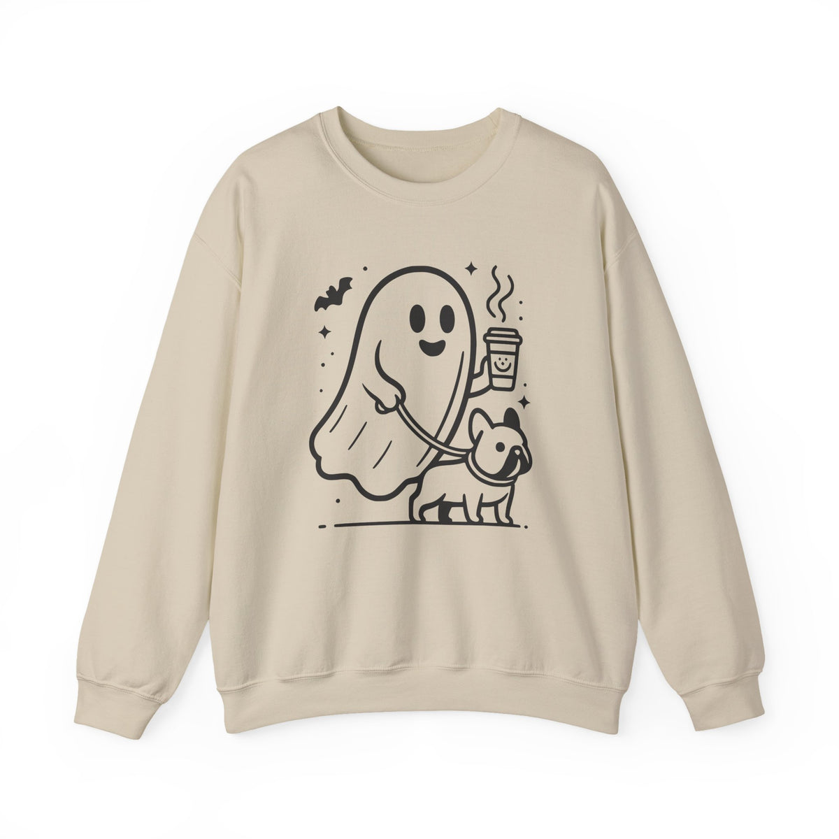 French Bulldog Halloween Ghost Crewneck Sweatshirt Sand