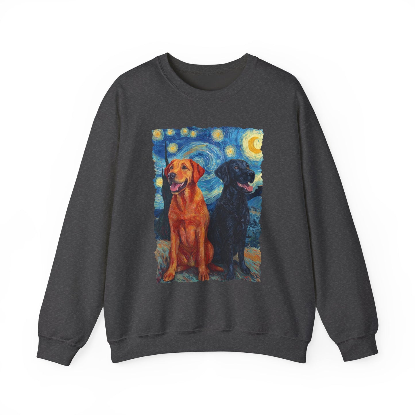 Fox Red & Black Lab Van Gogh Crewneck Sweatshirt