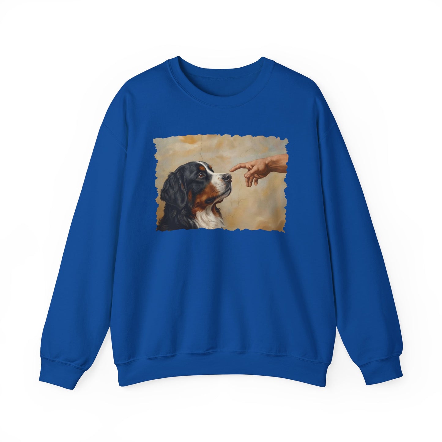 God Creates Bernese Mountain Dog Crewneck Sweatshirt Royal