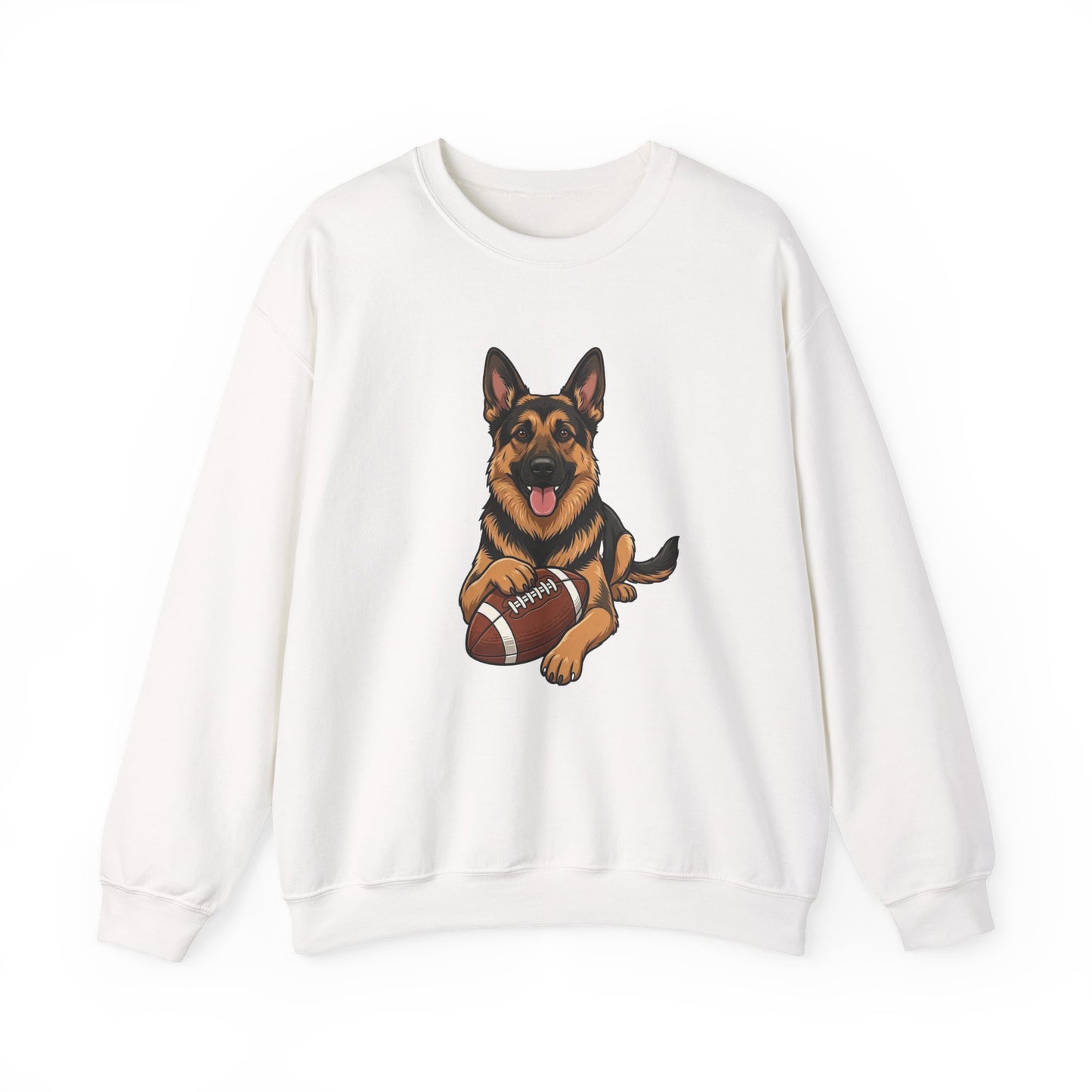 German Shepherd Football Crewneck Sweatshirt White