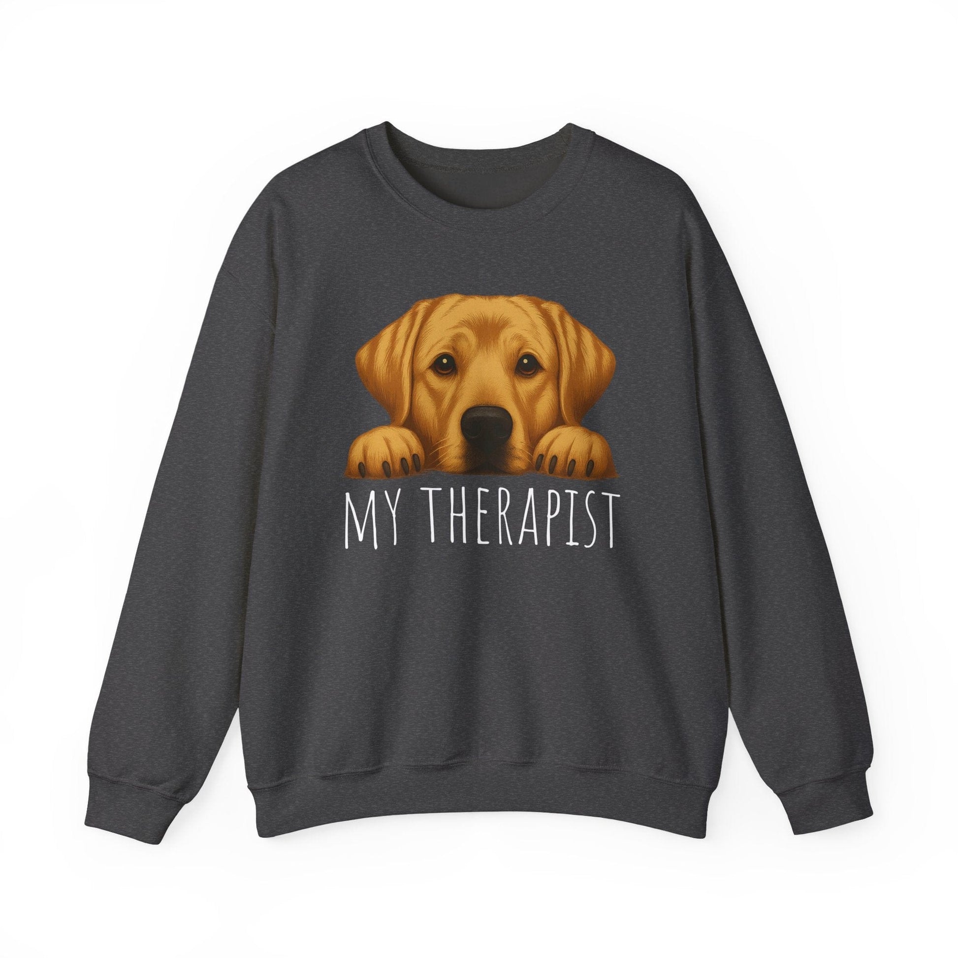 My Therapist Yellow Labrador Crewneck Sweatshirt Dark Heather