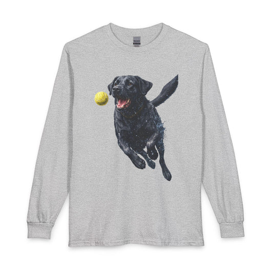Black Labrador Running Long Sleeve Sport Grey