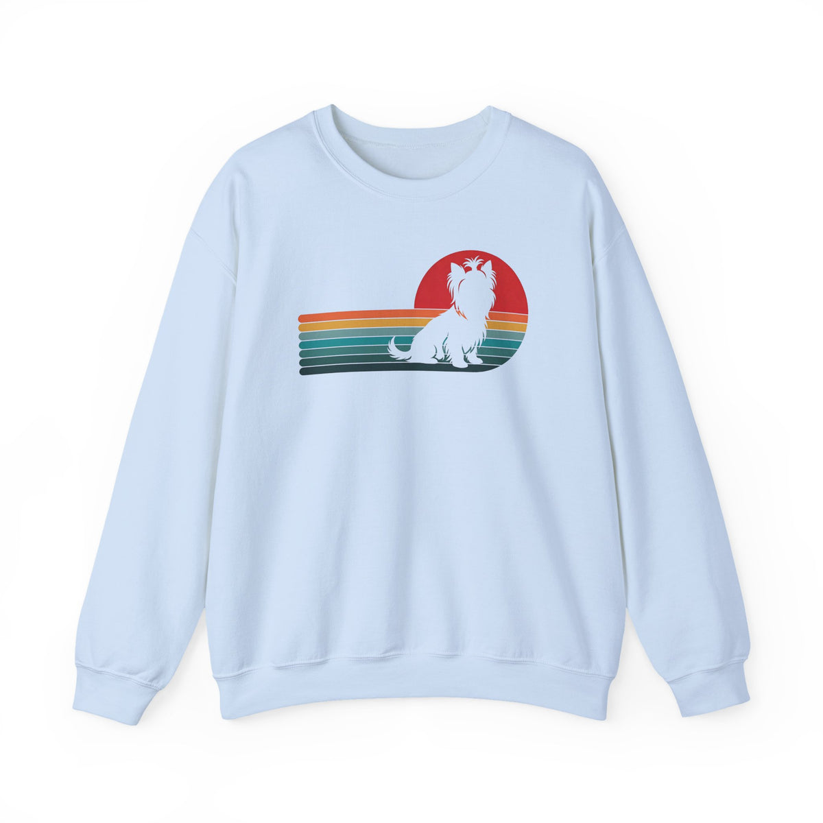 Yorkshire Terrier Retro Sunset Crewneck Sweatshirt Light Blue