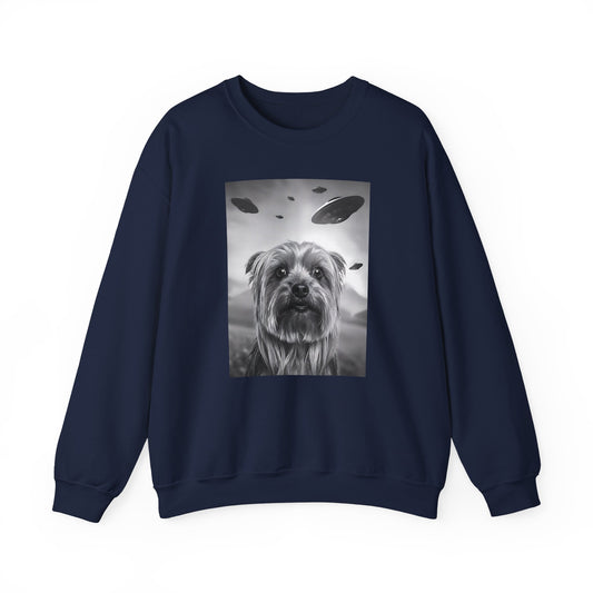 Yorkshire Terrier UFO Crewneck Sweatshirt Navy