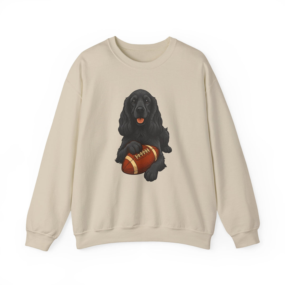 Black Cocker Spaniel Football Crewneck Sweatshirt