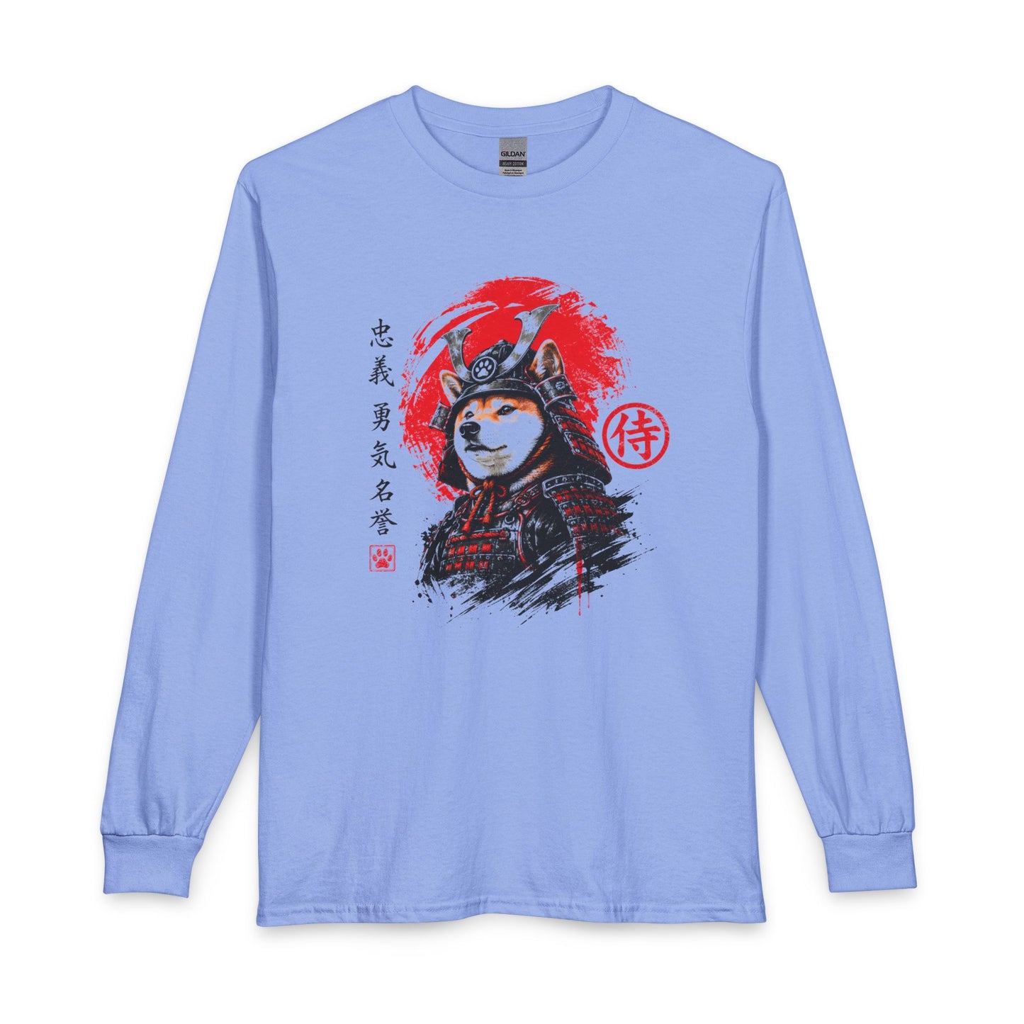 Shiba Inu Samurai Long Sleeve Carolina Blue