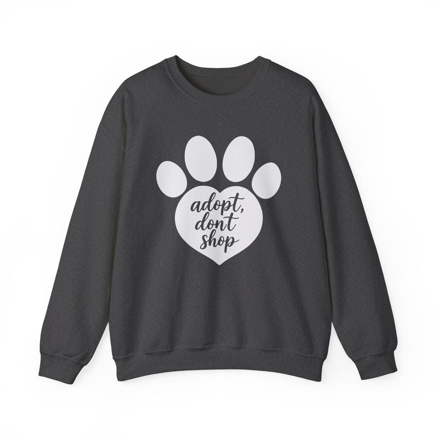 Adopt Don't Shop Crewneck Sweatshirt Dark Heather