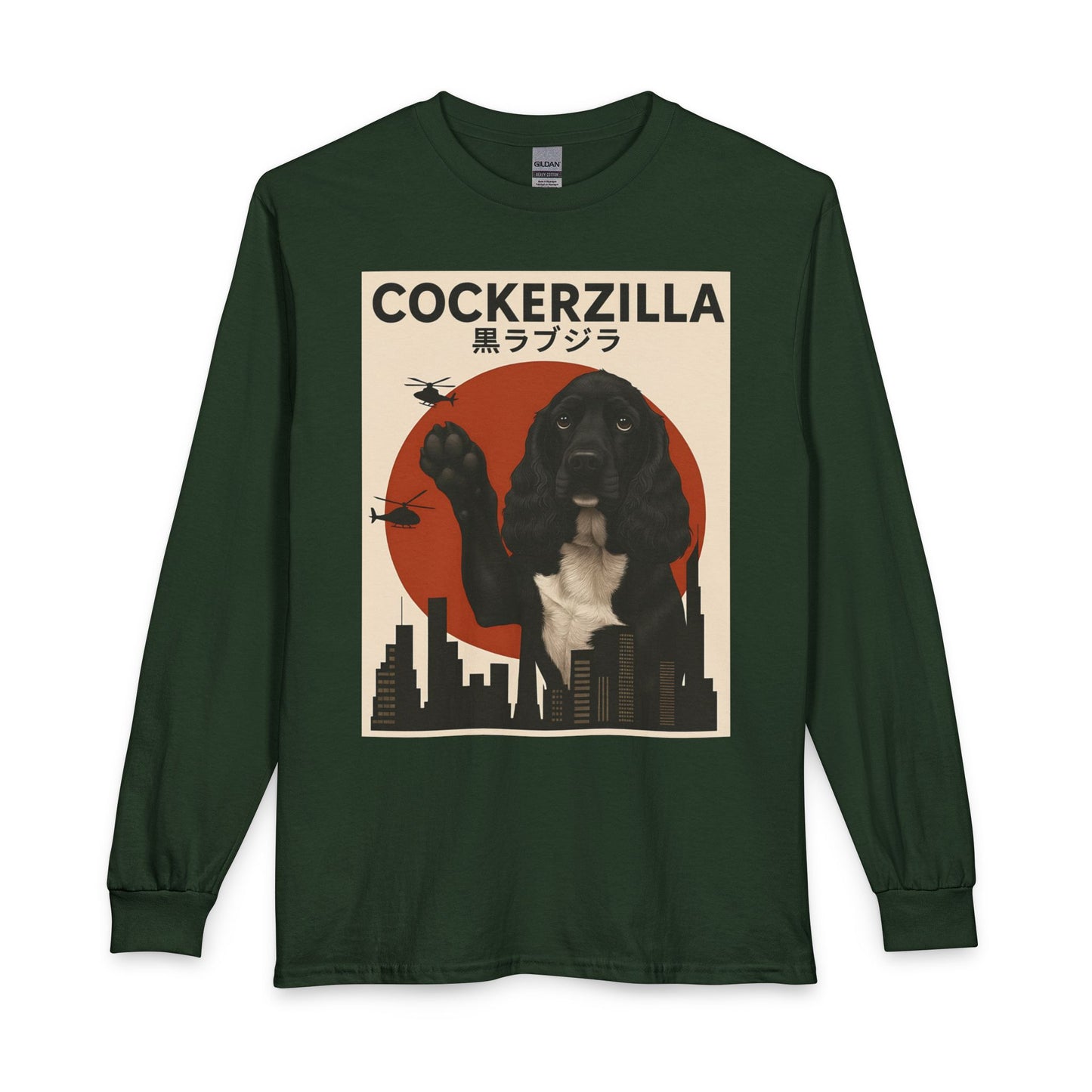 Cockerzilla Black White Cocker Spaniel Long Sleeve