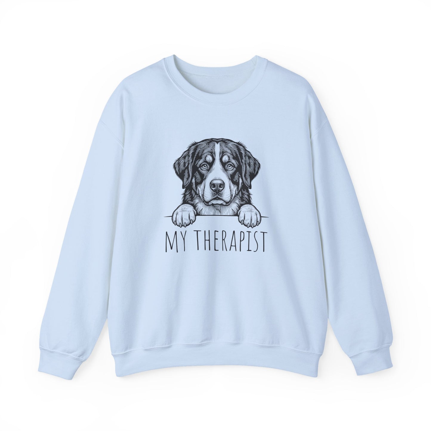 Bernese Mountain Dog Therapist Crewneck Sweatshirt Light Blue