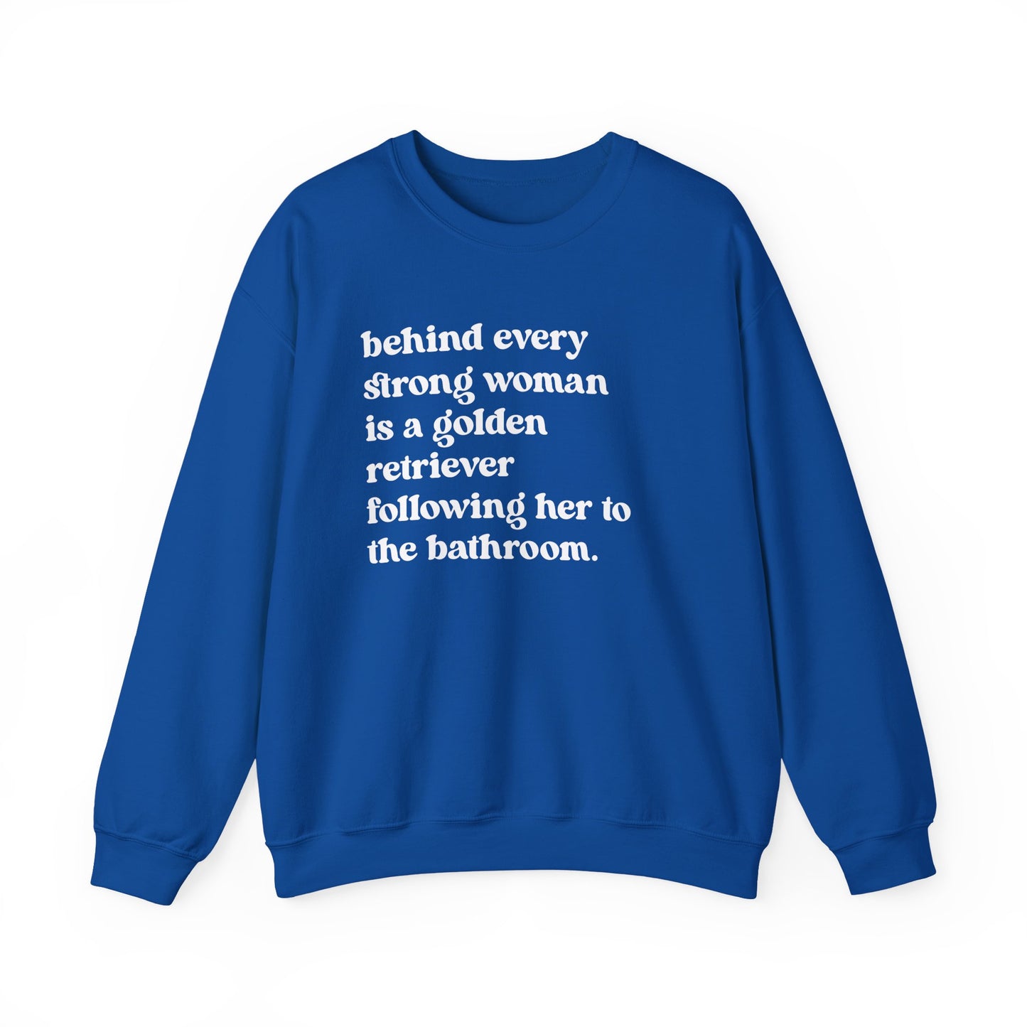 Strong Golden Retriever Woman Crewneck Sweatshirt Royal