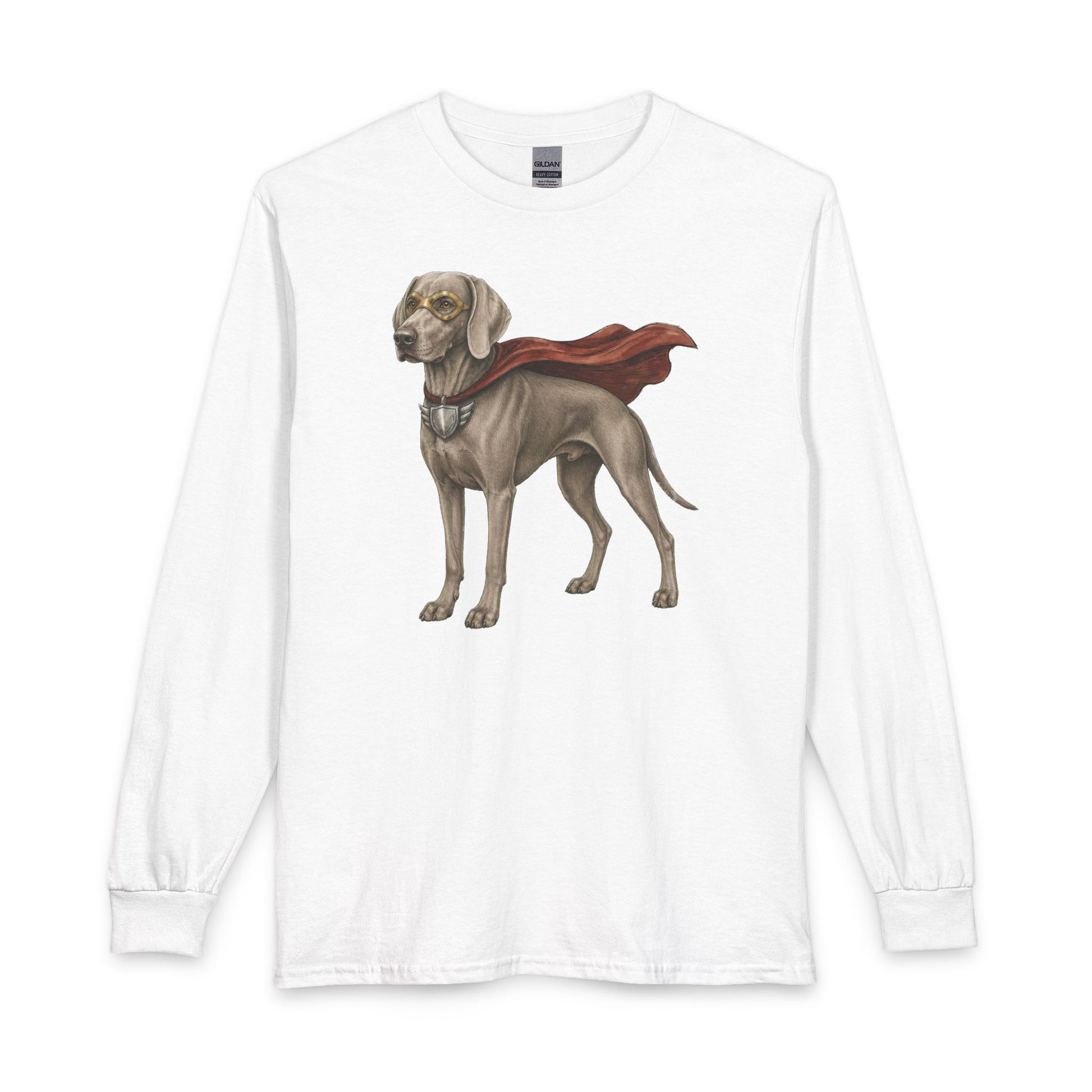 Weimaraner Superhero Long Sleeve White