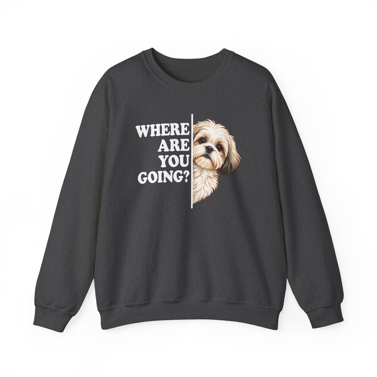 White Shih Tzu Alert Crewneck Sweatshirt
