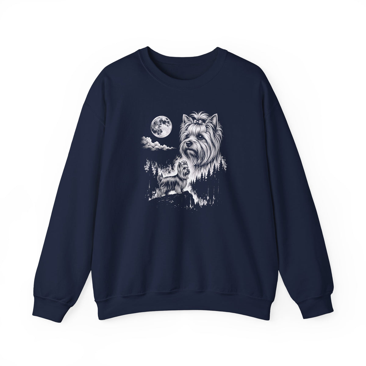 Yorkshire Terrier Moonlight Crewneck Sweatshirt Navy