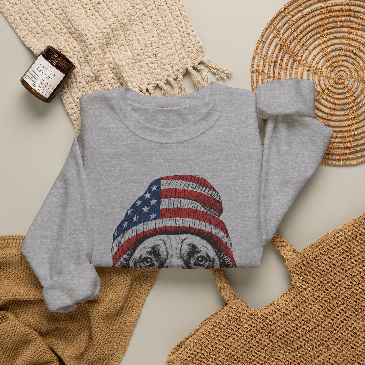 Boxer Beanie USA Crewneck Sweatshirt