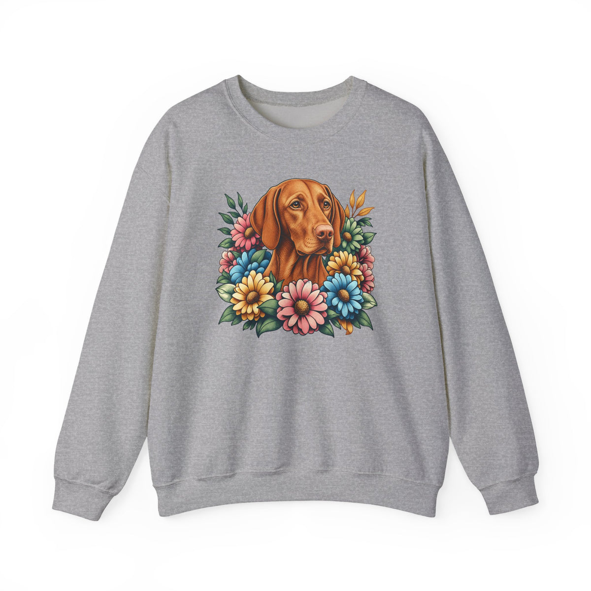 Vizsla Flower Wreath Crewneck Sweatshirt